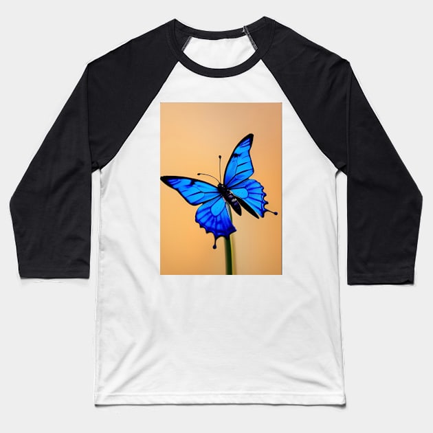 EYECATCHING BLUE BUTTERFLY Baseball T-Shirt by sailorsam1805